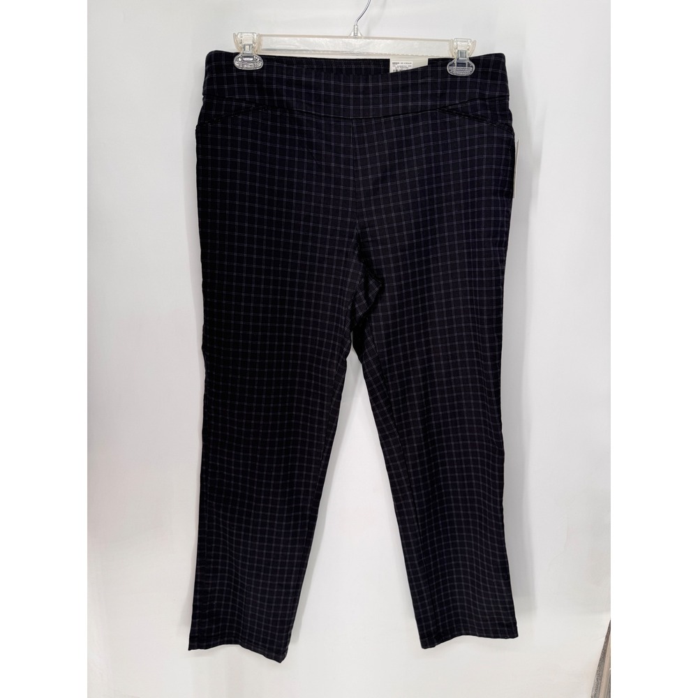 Croft & Barrow Pants Womens 16 Regular Black NWT Effortless Stretch Plaid